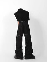 Structural Zippered Flared Straight Leg Pants 4