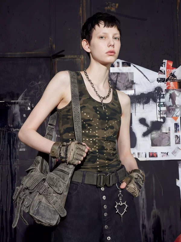 Studded Camouflage Slim Fit Vest 1