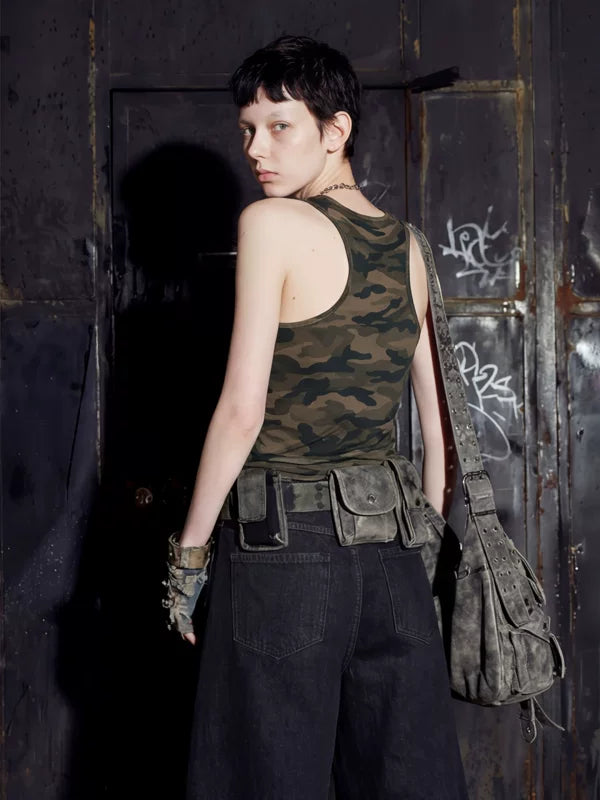 Studded Camouflage Slim Fit Vest 2