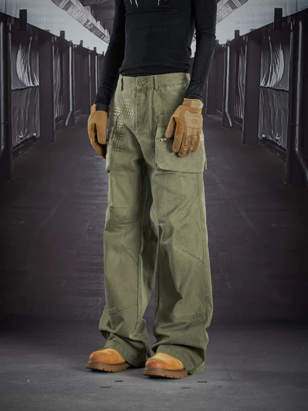 Studded Cross Multi-Pocket Workwear Pants 3