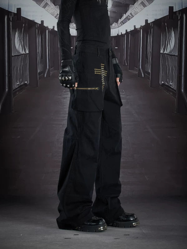 Studded Cross Multi-Pocket Workwear Pants 4