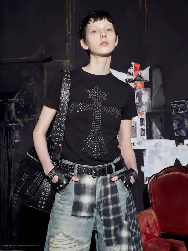 Studded Cross Short-Sleeve T-Shirt 1