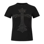 6076615516225,6076615516226, Studded Cross Short-Sleeve T-Shirt
