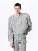 Studded Deconstructed Short Denim Jacket 2