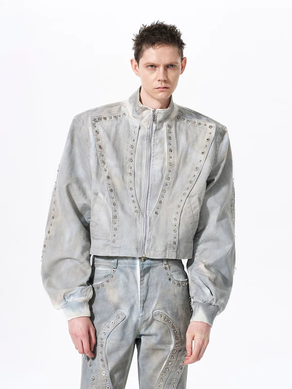 Studded Deconstructed Short Denim Jacket 3