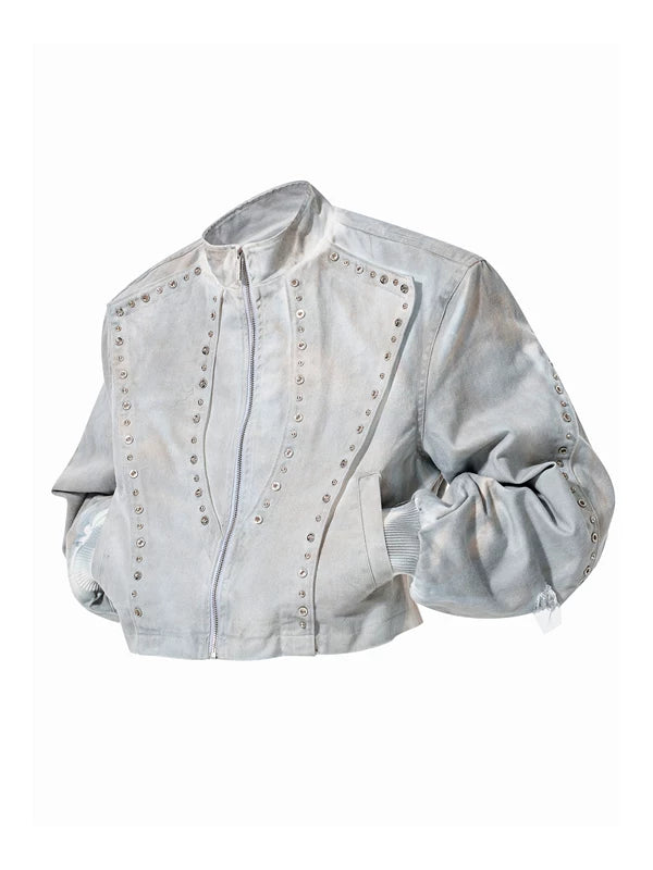 Studded Deconstructed Short Denim Jacket 5