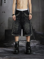 Studded Distressed Denim Shorts 1