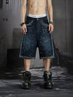Studded Distressed Denim Shorts 2