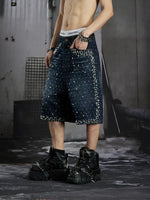 Studded Distressed Denim Shorts 3