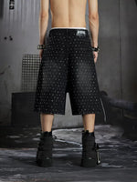 Studded Distressed Denim Shorts 4