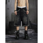 6087097600183,6087097600184,6087097600185, Studded Distressed Denim Shorts