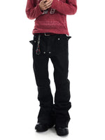 Studded Flared Black Jeans Pants 2