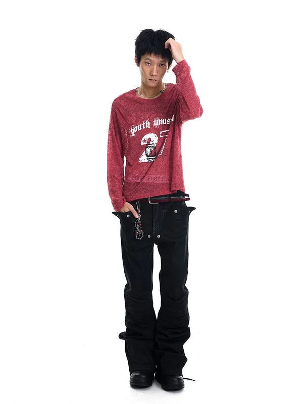 Studded Flared Black Jeans Pants 4