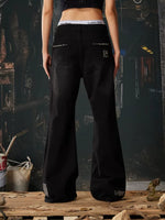 Studded Flared Distressed Punk Jeans Pants 4