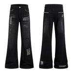 6208953574749,6208953574750,6208953574751,6208953574752,6208953574753, Studded Flared Distressed Punk Jeans Pants