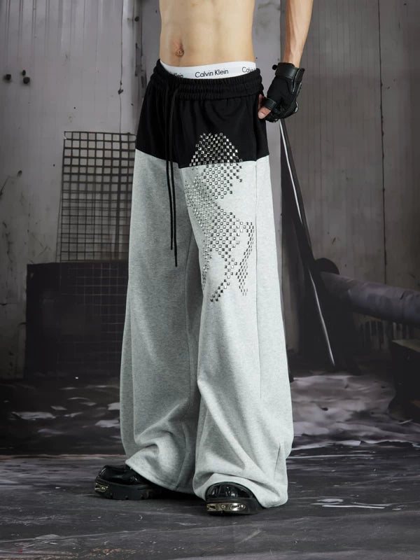 Studded Horse Print Loose Elastic Pants 2