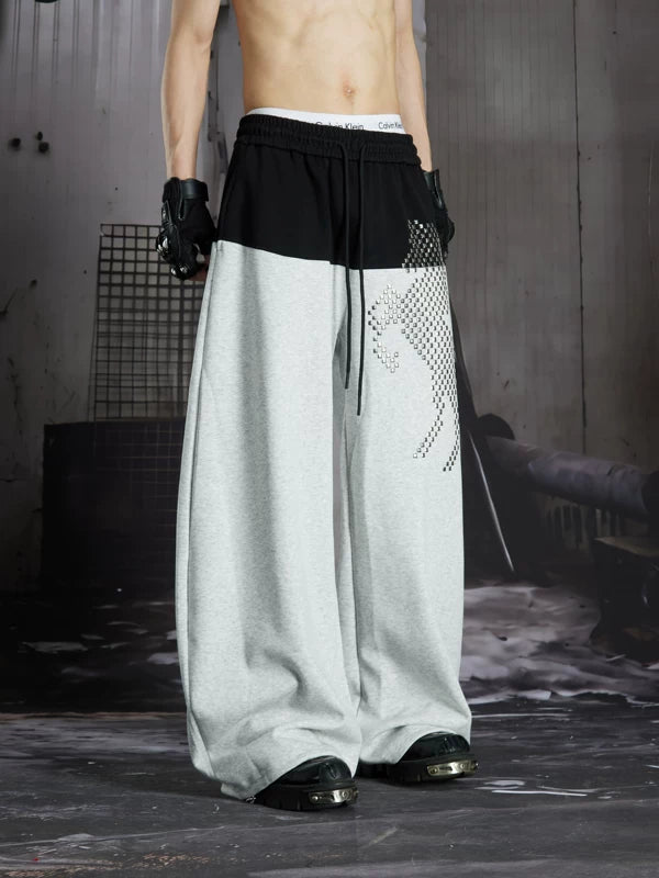 Studded Horse Print Loose Elastic Pants 4