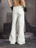 Studded Leather Patchwork Flared Jeans 4