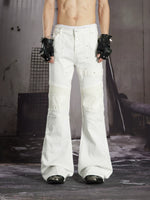 Studded Leather Patchwork Flared Jeans 5