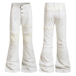 6097346781371,6097346781372,6097346781373,6097346781374,6097346781375, Studded Leather Patchwork Flared Jeans