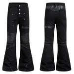 6099717821837,6099717821838,6099717821839,6099717821840,6099717821841, Studded Leather Patchwork Flared Jeans