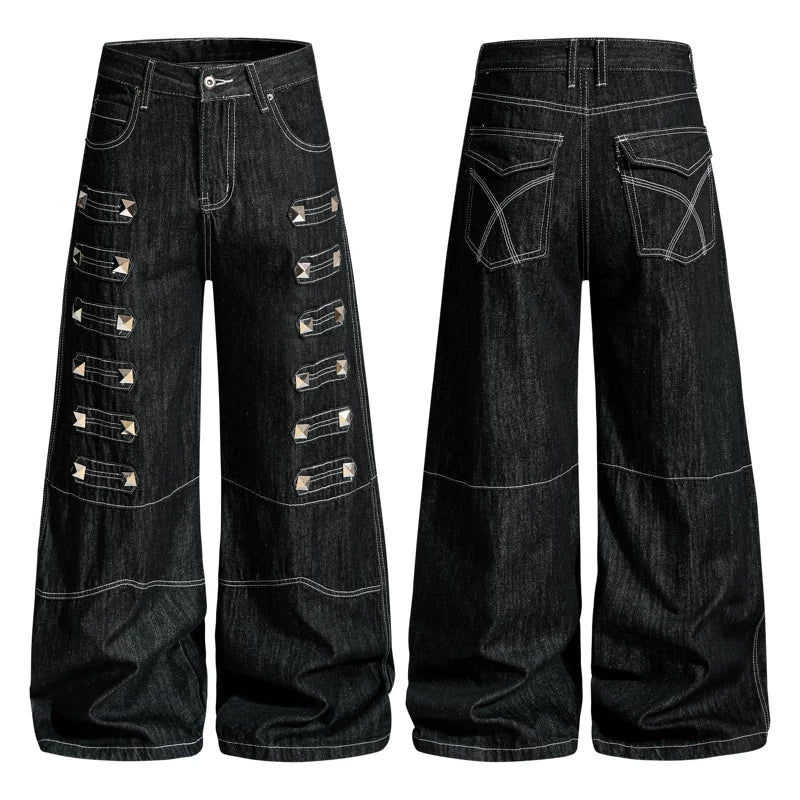6241683498155,6241683498156,6241683498157,6241683498158,6241683498159, Studded Loose Straight Leg Jeans