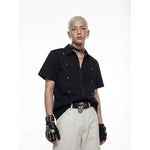 6242175871847,6242175871848,6242175871849,6242175871850, Studded Short Sleeve Zip Shirt