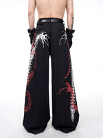 Studded Snake Print Wide-Leg Pants 4