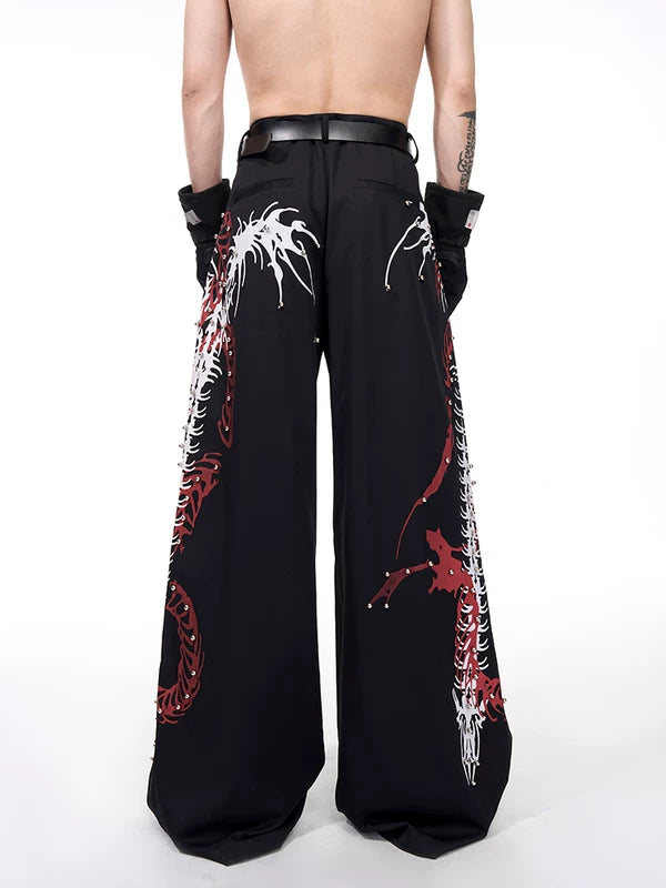 Studded Snake Print Wide-Leg Pants 4