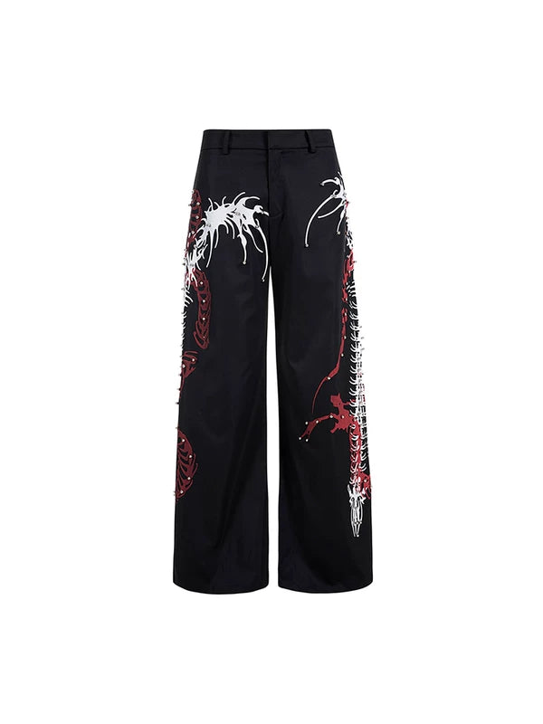 Studded Snake Print Wide-Leg Pants 5