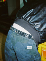 Studded “Take Care Tonight” Leather Belt 1