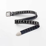 6095149486927, Studded “Take Care Tonight” Leather Belt
