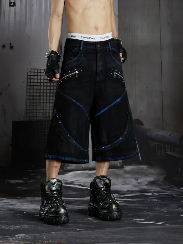 Studded Wide-Leg Capri Jeans 5