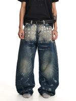 Studded Wide-Leg Jeans Pants 1