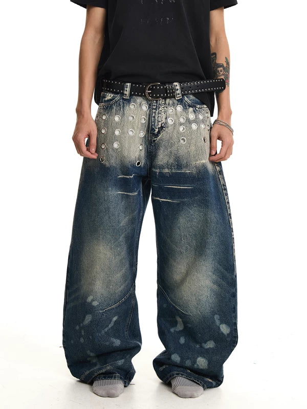 Studded Wide-Leg Jeans Pants 1