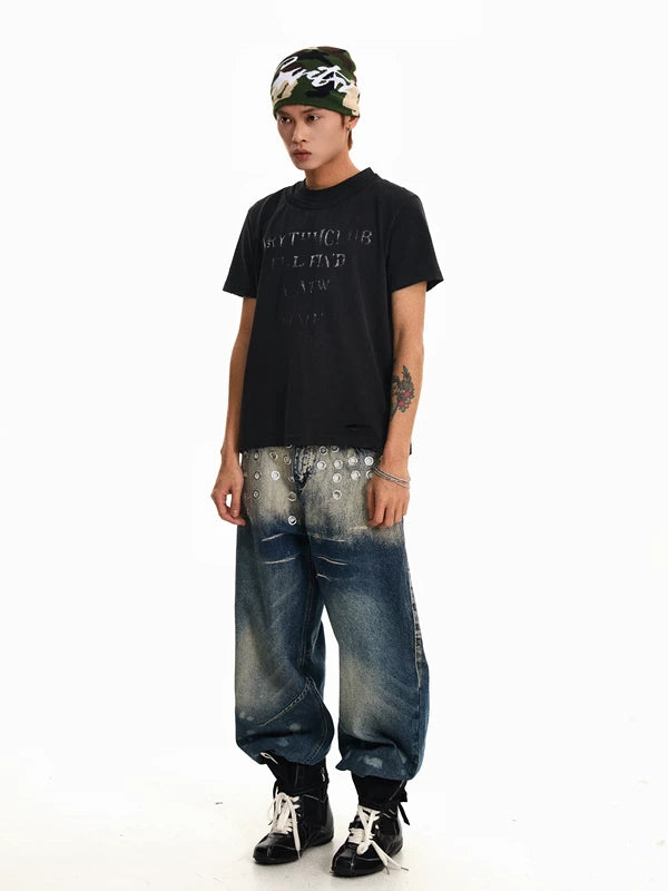 Studded Wide-Leg Jeans Pants 4