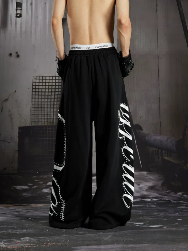Studded Wide Leg Print Sweatpants 3