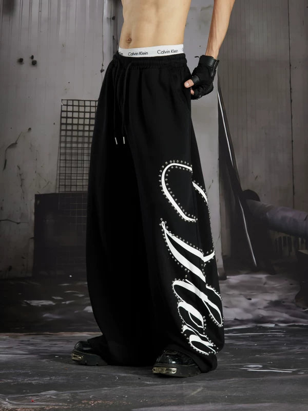 Studded Wide Leg Print Sweatpants 4