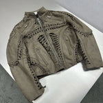 Suede Hand-Knitted Moto Racing Jacket 3