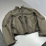 Suede Hand-Knitted Moto Racing Jacket 4