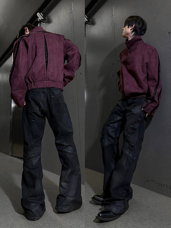 Suede Rivet Back Layered Short Jacket 5