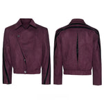 6136763340378,6136763340380,6136763340382,6136763340384, Suede Rivet Back Layered Short Jacket