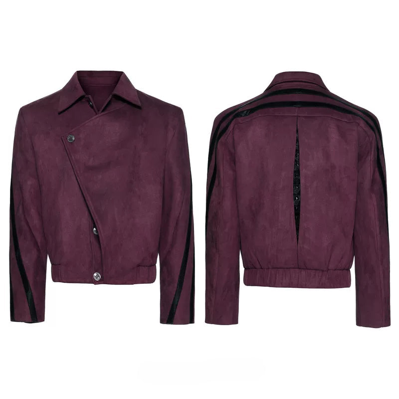 6136763340378,6136763340380,6136763340382,6136763340384, Suede Rivet Back Layered Short Jacket