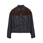 Suede Sheepskin Patchwork Denim Short Jacket 1