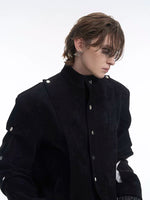 Suede Short Jacket with Pleated Sleeves 2