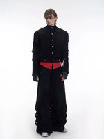 Suede Short Jacket with Pleated Sleeves 4