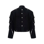 5716261313752,5716261313753,5716261313754,5716261313755, Suede Short Jacket with Pleated Sleeves