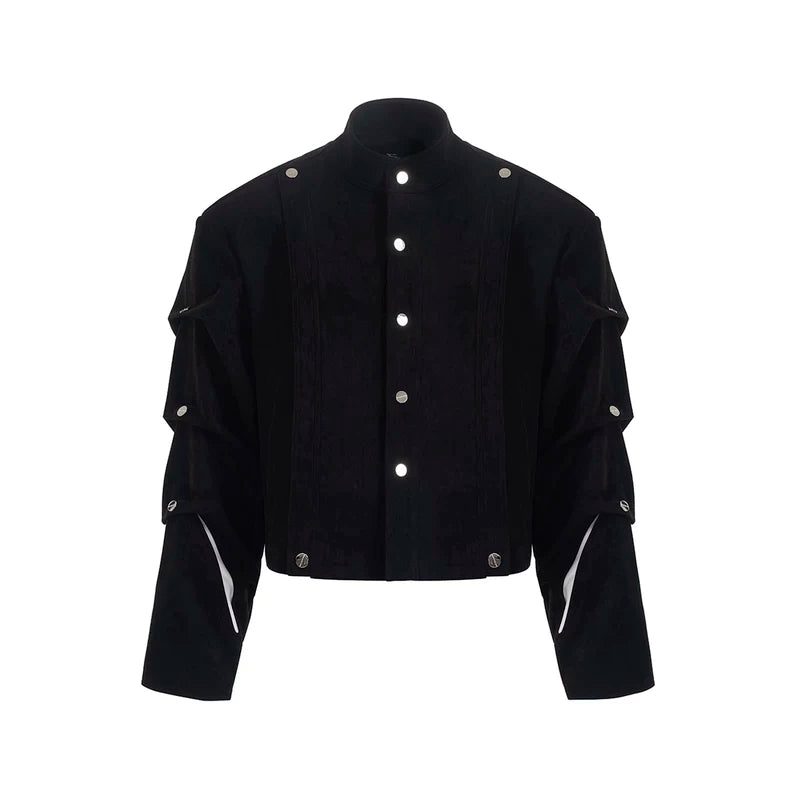 5716261313752,5716261313753,5716261313754,5716261313755, Suede Short Jacket with Pleated Sleeves