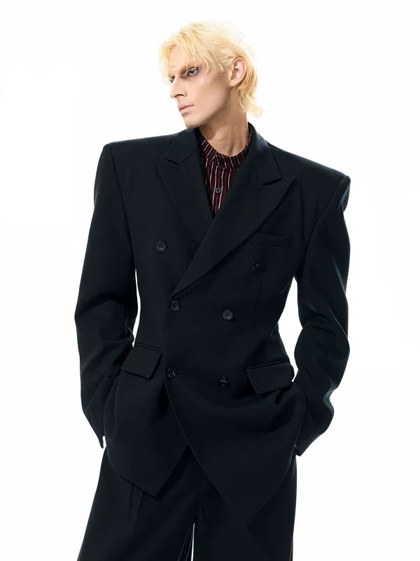 Tailored Double-Breasted Suit Jacket