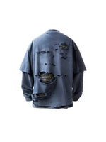Talking Club Distressed Double-Layer Long-Sleeve T-Shirt 2